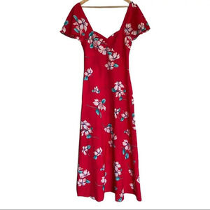 Vintage Hawaiian Nei Red Floral Maxi Dress  Small‎